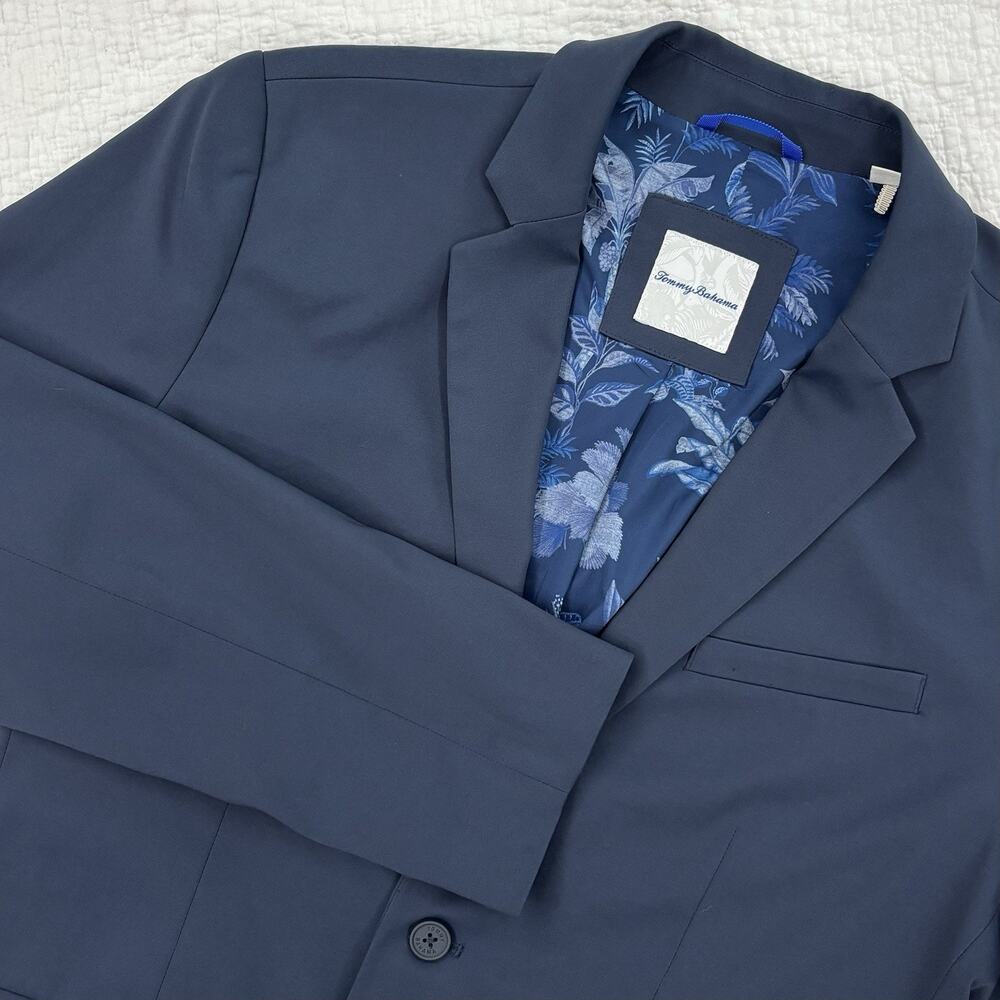 Tommy Bahama Blazer Men Size Large Navy Blue Stretch Travel Jacket Quick Dry
